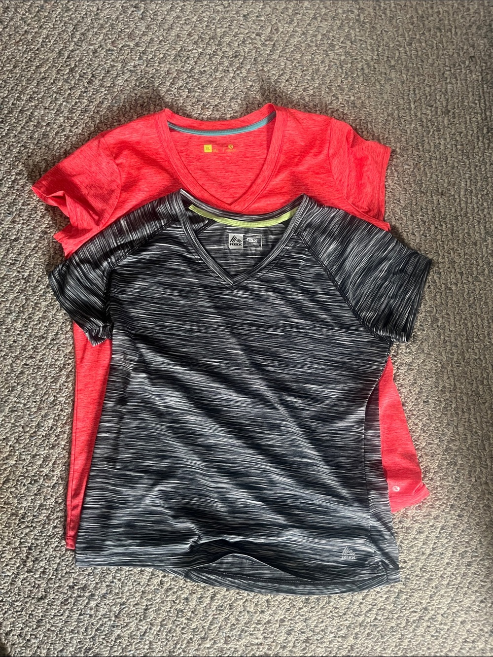 RBX and Xersion Short Sleeve Tees - Coral & Black Space-Dye